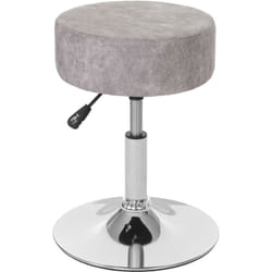 Décoshop26 - Tabouret de maquillage coiffeuse réglable en hauteur ø 35cm faux suède gris vintage 040005329