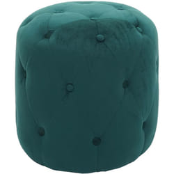 Tabouret pouf repose-pieds style ottoman 42x39cm velours vert foncé 040005337