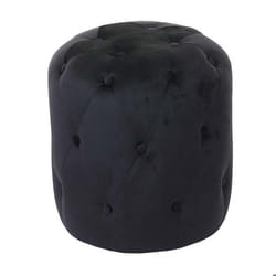 Tabouret pouf - Chic - 42x39cm - Velours noir - Intérieur - Enfant