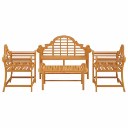 Salon de jardin meuble d exterieur ensemble de mobilier 4 pieces bois de teck solide