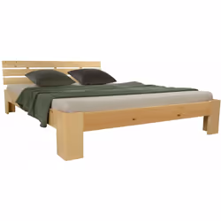 Lit double 2 personnes en bois avec sommier à lattes Le matelas n?est pas inclus Facile à monter Matière: bois de pin Couleur ...