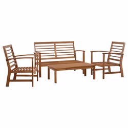 Salon de jardin meuble d exterieur ensemble de mobilier 4 pieces bois d acacia solide