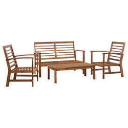 Salon de jardin meuble d exterieur ensemble de mobilier 4 pieces bois d acacia solide