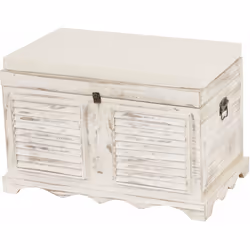 Coffre en bois banquette de rangement vintage 50x76x45cm blanc Ce banc chic est un véritable accroche-regard et mettra en val ...