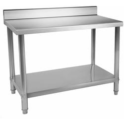 Table de travail professionnelle acier inox pieds ajustable avec rebord 100 x 70 cm