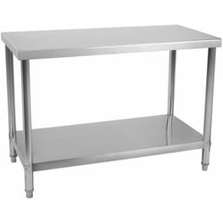 Table de travail professionnelle acier inox pieds ajustable 120 x 70 cm