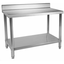 Table de travail professionnelle acier inox pieds ajustable avec rebord 120 x 60 cm