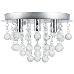 Helloshop26 - Luminaire suspendu plafonnier métal et cristal artistique chrome argent 3 x G9 diamètre 28 cm