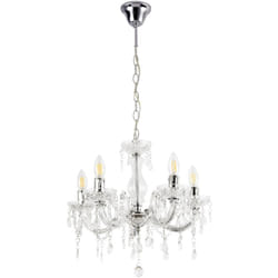 Helloshop26 - Lustre élégant luminaire suspendue lampe suspension métal et plastique 5 x E14 diamètre ø : env. 35 cm blanc