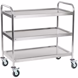 3 tablettes de rangement Profil arrondi pour stabilité optimale Charge utile jusqu'à 150 kg 4 roulettes en caoutchouc dur ave ...
