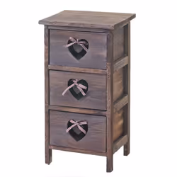 Commode petit meuble 3 tiroirs avec coeurs 55x29x25cm, vintage marron Les produits de cette série sont de haute qualité et so ...