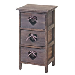 Commode petit meuble de rangement chevet 5 tiroirs avec motif coeurs 55x29x25cm style vintage marron 040002477