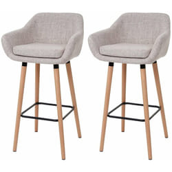 Lot de 2 tabourets de bar avec repose-pieds style scandinave en tissu TDB04029