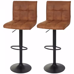 Lot de 2 tabourets de bar en tissu imitation daim marron clair Tissu: 100% polyester Montage facile Avec des protection-sols  ...