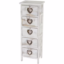 Commode 5 tiroirs avec motif coeurs 86x29x25cm style vintage blanc Les produits de cette série sont de haute qualité et sont  ...