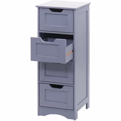 Commode armoire à tiroirs 4 tiroirs 80x30x26cm gris Cette commode pratique en bois impressionne par son élégance simple et vo ...