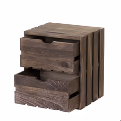 Table de chevet - Vintage - 2 tiroirs - Bois - Marron - 36x32x26cm