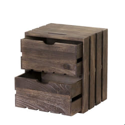 Table de chevet - Vintage - 2 tiroirs - Bois - Marron - 36x32x26cm