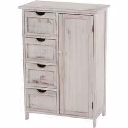 Commode petit meuble de rangement style vintage 82x55x30cm blanc vieilli Fabriqué à partir de bois de paulownia massif Porte  ...