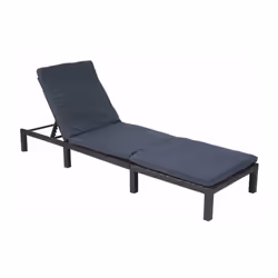 Transat chaise longue de jardin en poly-rotin anthracite coussin gris Hauteur réglable sur 5 positions Revêtement hydrofuge H ...