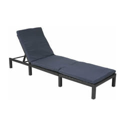 Décoshop26 - Transat chaise longue de jardin en poly-rotin anthracite coussin gris MDJ04132
