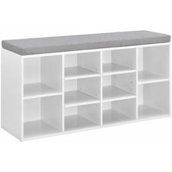 Meuble à chaussures armoire rangement mdf polyester 103 cm blanc gris