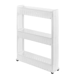 Meuble de rangement à roulettes - Blanc - 72 cm - Polypropylène - Chariot pratique - Salle de bain