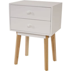 Décoshop26 - Meuble d'appoint table de chevet design rétro avec tiroirs 59x40x30cm en bois blanc 040002894