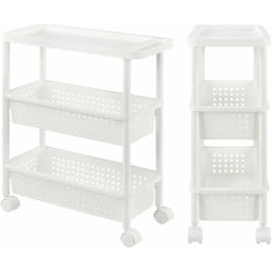 Helloshop26 - Meuble de rangement à roulettes chariot roulant tour de rangement cuisine 77 cm blanc
