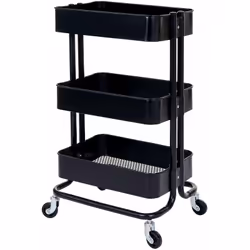 Chariot de cuisine en métal noir Peut-être utilisé dans la cuisine, salle de bain ou bureau 3 paniers de rangement dont le pa ...