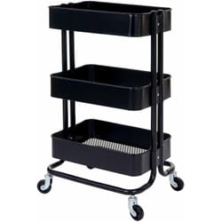 Décoshop26 - Chariot de cuisine en métal noir sur roulettes avec 3 paniers de rangement ETA04048
