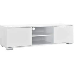 Meuble TV bas téléviseur panneaux de particules 120 cm blanc