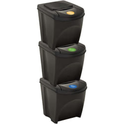 Poubelles empilables 3 pièces anthracite 75 l