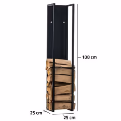 Range-bûches - Décoshop26 - DEC10016 - Métal noir - Bois - 100 cm de hauteur