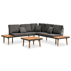 Salon de jardin meuble d exterieur ensemble de mobilier 4 pieces avec coussins bois d acacia solide