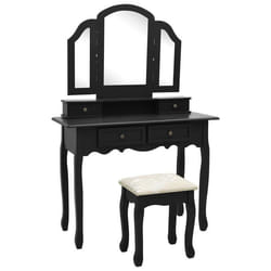 Ensemble de coiffeuse et tabouret 100 x 40 x 146 cm noir