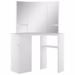 Coiffeuse d angle 111 x 54 x 1415 cm table de maquillage cosmetique blanc