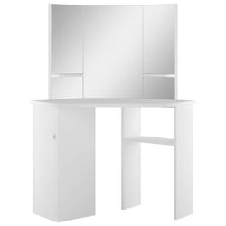 Coiffeuse d angle 111 x 54 x 1415 cm table de maquillage cosmetique blanc