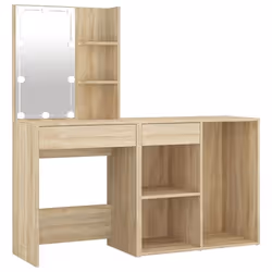 Coiffeuse a led avec armoire 60 x 40 x 140 cm bois d ingenierie beige