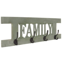 Porte-manteau mural patère en bois vert vintage 205 par 60 par 15