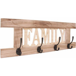 Décoshop26 - Porte-manteau mural patère en bois vintage avec 4 crochets 20,5x60x1,5 cm MED04063