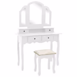 Ensemble de coiffeuse et tabouret 100 x 40 x 146 cm blanc
