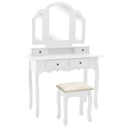 Ensemble de coiffeuse et tabouret 100 x 40 x 146 cm blanc