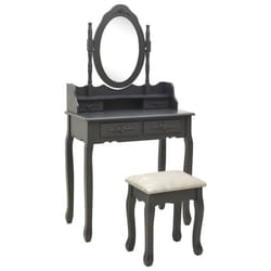 Ensemble de coiffeuse avec tabouret 75 x 69 x 140 cm gris