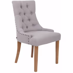 Chaise pouvant être utliser pour salle à manger, bureau ou chambre à coucher. Dossier capitonné Siège en tissu rembourré gris ...