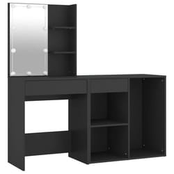 Coiffeuse a led avec armoire 60 x 40 x 140 cm bois d ingenierie noir