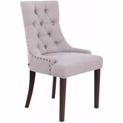 Chaise pouvant être utliser pour salle à manger, bureau ou chambre à coucher. Dossier capitonné Siège en tissu rembourré gris ...