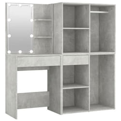 Coiffeuse a led avec 2 armoires 60 x 40 x 140 cm bois d ingenierie gris