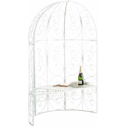 Banc de jardin avec arche à rosiers en métal blanc style vintage MDJ10182