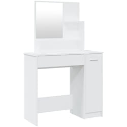Coiffeuse avec miroir 86,5 x 35 x 136 cm blanc